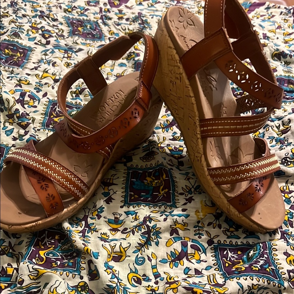 Skechers Tan Wedge Sandals